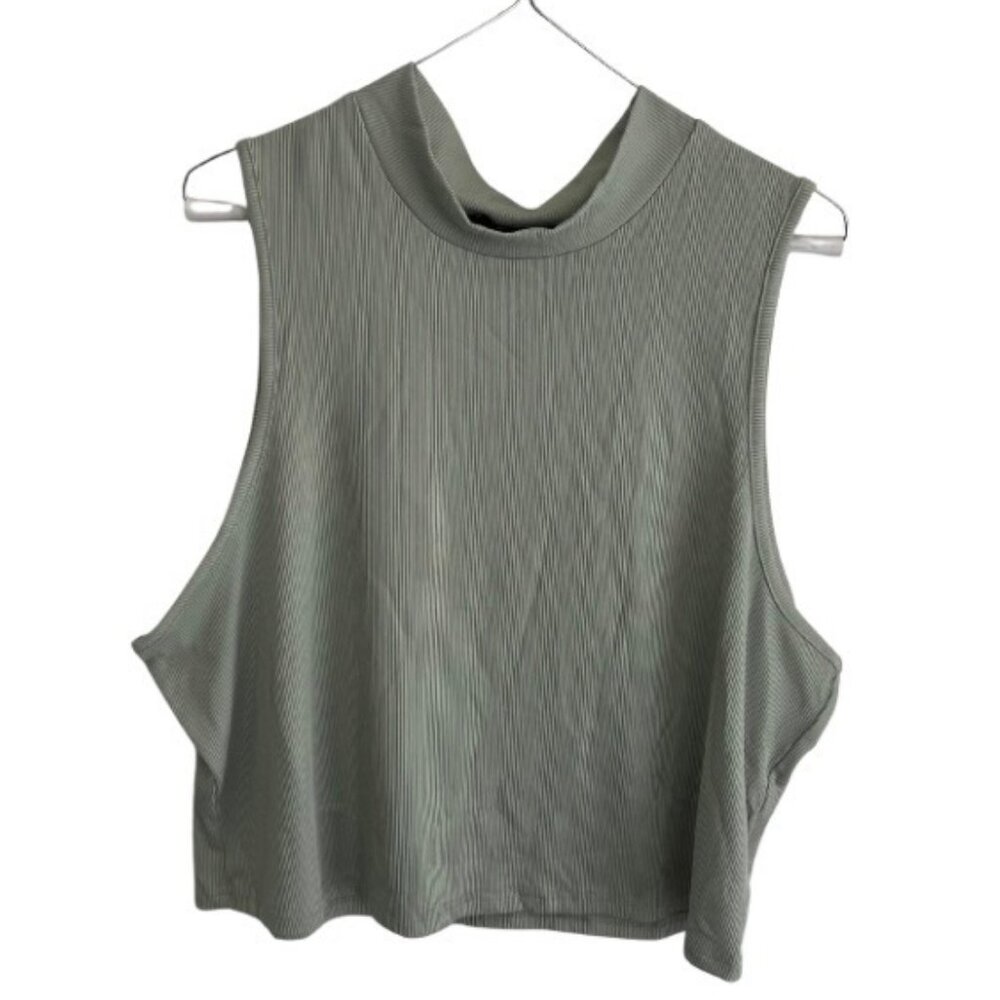 SHEIN Mint Green Ribbed High Neck Crop Top Size 4XL